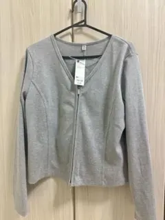 gu リブダブルジップVネックカーディガン 3XL