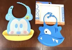 立体ポケット付 お食事エプロン お出かけ用と在宅用2点セット　ミッキー他