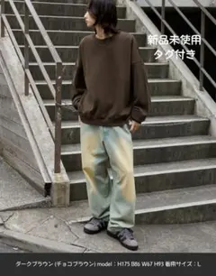 ダークブラウン オーバーサイズ トレーナー L 新品未使用