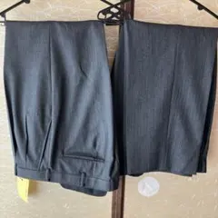 メンズ スラックス グレー ウール100% 日本製　2本セット