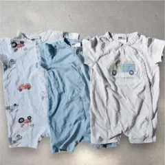ベビーロンパース 3点セット　夏用半袖　くま