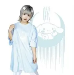 KRY CLOTHING×シナモロール Tシャツ オーバーサイズ ライトブルー