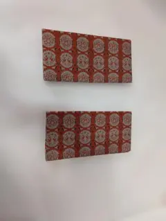 和装小物 名物裂 懐紙入れ 長財布 2点セット 朱色 伝統文様 茶道具 未使用