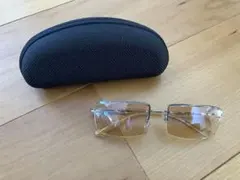 クリアブラウン メタルフレーム サングラス ケース付き