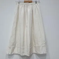 スカート 裾フレア 無地 8 白 ポリエステル お出かけ 上品 大人可愛い