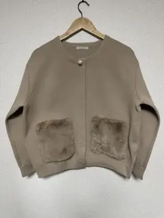 Rose Tiara ファーポケットニットカーディガン