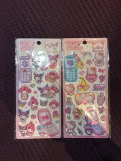 平成はっぴーフォン　シール　キティ・ミミィ　マイメロ・クロミ　2シートセット
