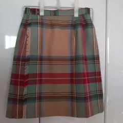 J PRESS チェック柄 ラップスカート 裏地付き