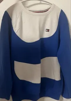 トミーヒルフィガー 青、白、リメイク古着　トレーナー