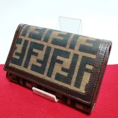 FENDI　フェンディ　ズッカ柄　二つ折り財布　極美品　FF　レザー　キャンバス