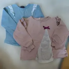 フリルリボン付きトップス2枚セット
