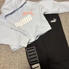 140cm女子　プーマ　スウェットセットアップ裏起毛　ブルーブラック