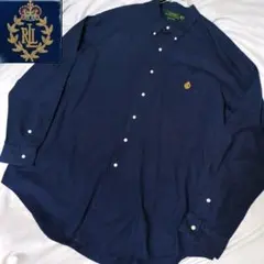 【希少2XL 実寸4XL以上 王冠刺繍】ローレンラルフローレンBDシャツ 紺のサムネイル