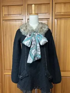 アクシーズ ファー付きリボンデザイン長袖チュニック