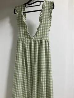 ギンガムチェック グリーン ジャンパースカート
