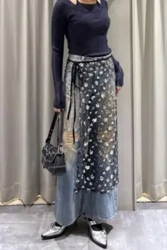 SLY SEQUIN WRAP L/SK シークイン ラップ ロングスカート