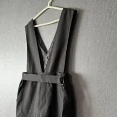MUMU&co ブラック サロペット Vネック ベルト付き　オーバーオール　黒