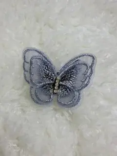 シルバー 蝶 ワッペン４個セット