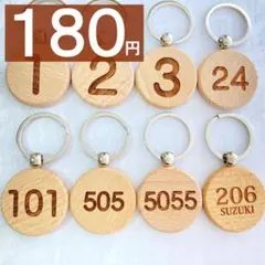 数字　番号　木製キーホルダー　ロッカーや鍵の管理用に　番号札にも♪