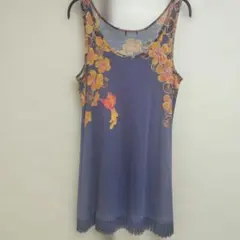 ＃マッシュマニア【華やかリゾート気分✨】フリンジ付き花鳥柄 チュニックワンピースのサムネイル