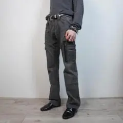 roar ブラックデニムパンツ ストレート カーゴ グレー/FW549のサムネイル