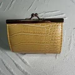 IzaxValentino ワニ革調 コインケース 小銭入れ がま口 イエロー