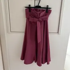 ワインレッド フレアスカート リボン付き