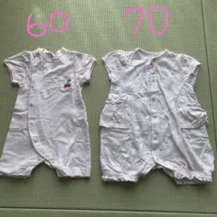 GU ピンク チェリー刺繍ロンパース 2点セット　60cmと70cm