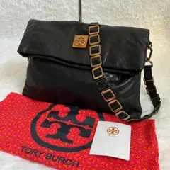 良品✨トリーバーチ チェーン ショルダーバッグ レザー 黒 ロゴ ダストバッグ付