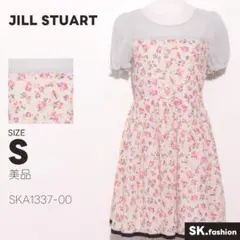 美品 JILL STUART ワンピース 膝丈　花柄　切替　後ろジップ　裏地付き