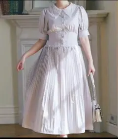 tocco closet薄紫 プリーツ 半袖ワンピース