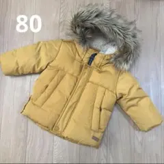 ZARA BABY イエローファー付きダウンコート　80