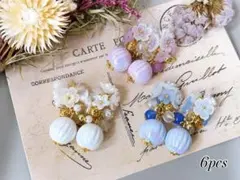 【657】オリジナルチャーム　ハンドメイド　コネクター　パステルカラー　春　花