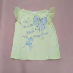 リボンプリントのイエロータンクトップ