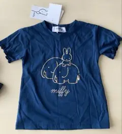 新品　ミッフィー 半袖　子ども服　ネイビー　紺ゴールド　金　100