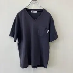 【a1892】ファーストダウン 半袖VネックTシャツ ポケット付き M ネイビーのサムネイル