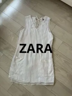 【美品】ZARA BASIC ホワイトノースリーブチュニックワンピースのサムネイル
