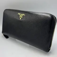 PRADA プラダ サフィアーノ 長財布 ラウンドファスナー ブラック ゴールドのサムネイル