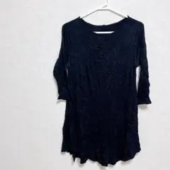 黒 クレープ素材 長袖シャツ 季節問わず カジュアル 男女問わず 体型カバー