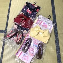 当時物】2011年 ハローキティ 平成 浴衣・結び帯・下駄 黒地 ピンク