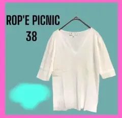 [ROPE' PICNIC] リブ素材　スキッパー　カットソー　五分袖