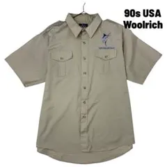 90s Woolrich フィッシングシャツ USA製 カジキ刺繍 ベージュのサムネイル