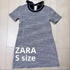 ZARA ショートテクスチャー　ワンピース　ブラック/ホワイト