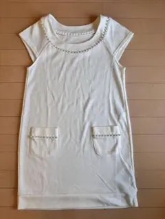 未使用【パール装飾】ホワイト ニットワンピース｜上品可愛い