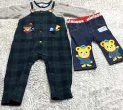 ミキハウス　ロンパース・カバーオール・チェック柄とパンツセット