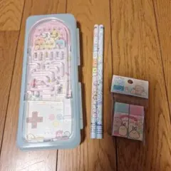 すみっコぐらし筆箱、鉛筆２本、消しゴムセット