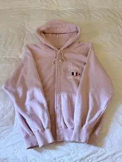 90s Papas ロゴ 両面プリント フルボタン パーカー ピンク パパスPAPAS Papasジップアップパーカー スウェット ロゴ ピンク