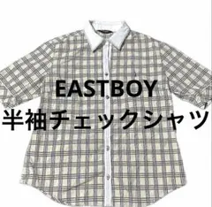 美品✨ EASTBOY 半袖チェックシャツ 古着 オフィスカジュアル 通勤服　夏のサムネイル