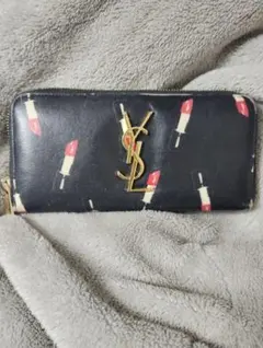 YSL リップスティック柄 レザー長財布 イヴ・サンローラン リップ柄 