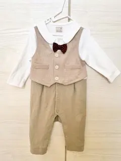 プティマイン おめかしカバーオール ロンパース タキシード ベージュ 80 美品